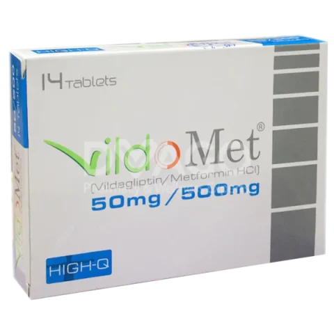 Vildomet Tablets 50Mg/500Mg (1 Box = 2 Strips) (1 Strip = 7 Tablets)