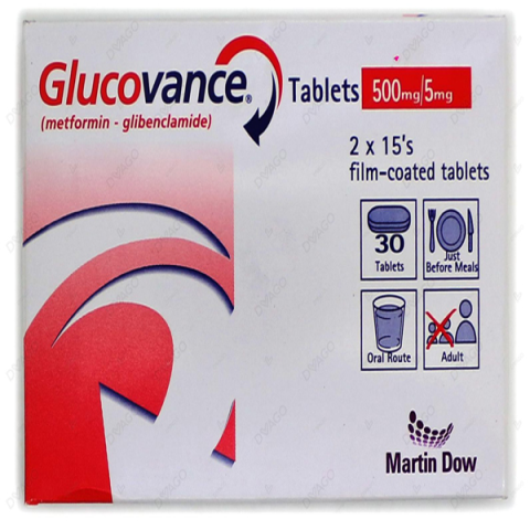 Glucovance Tablets 5/500Mg (1 Box = 2 Strips) (1 Strip = 15 Tablets)