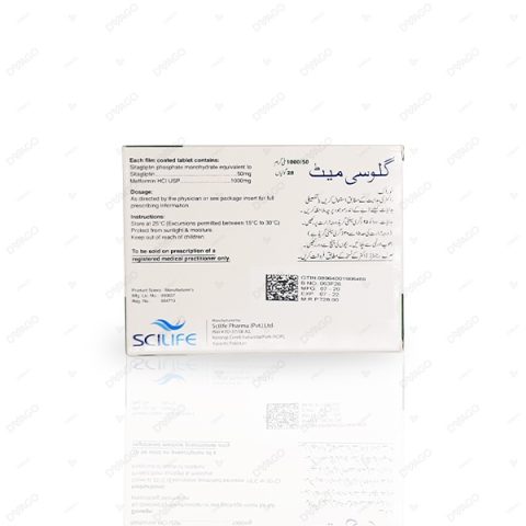 Glusimet Tablets 50Mg/1000Mg (1 Strip = 14 Tablets)